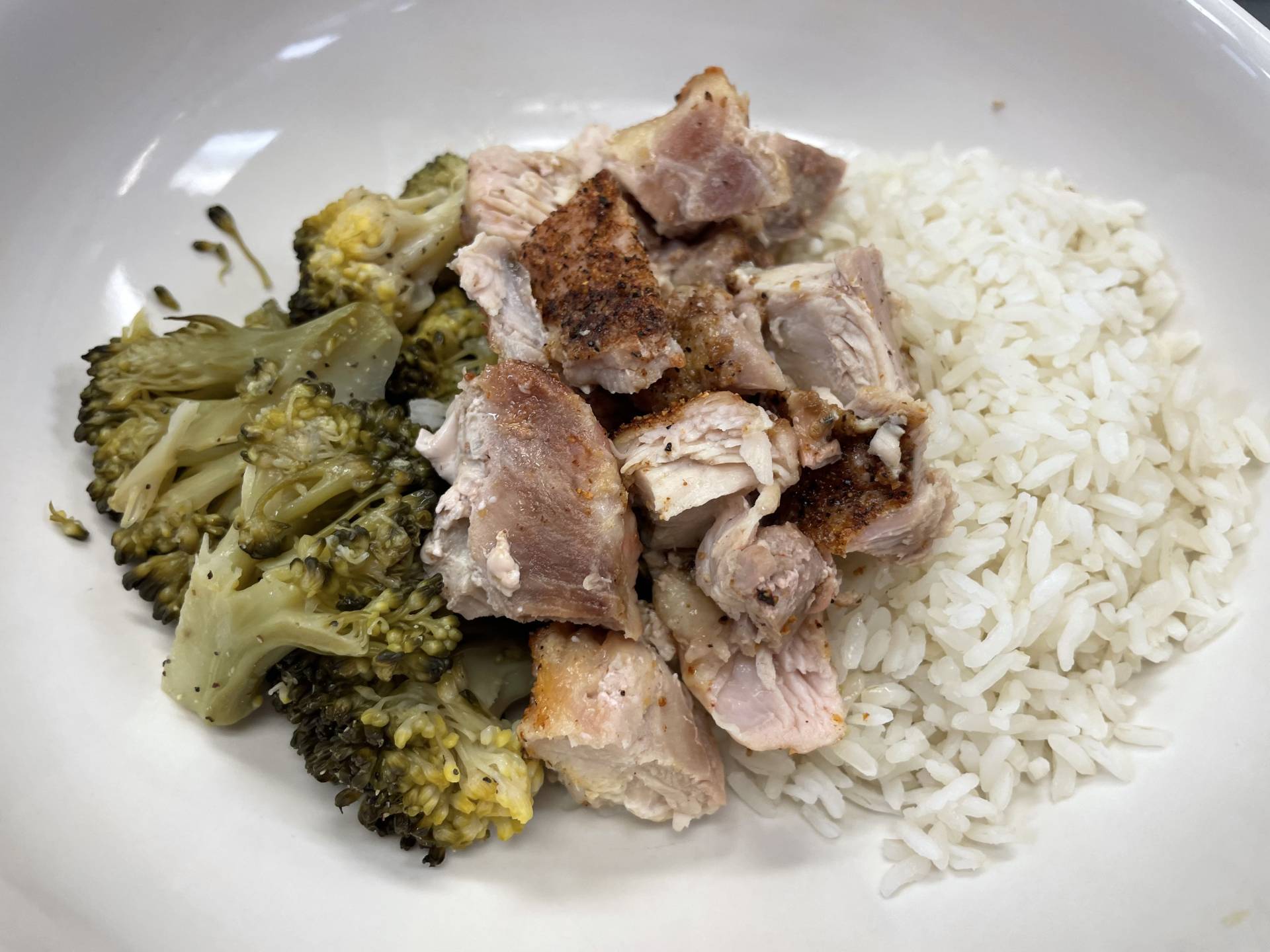 Cajun Chicken Thighs with Jasmine Rice and Steamed Broccoli