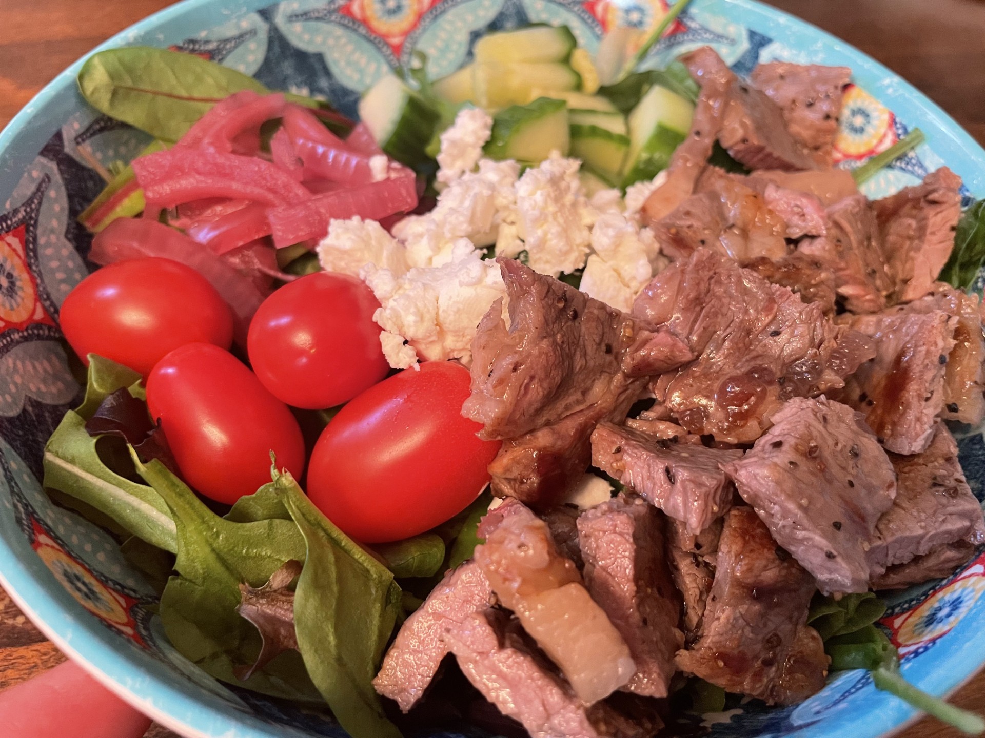 Spring Mix Salad with Grilled Steak and Creamy Balsamic